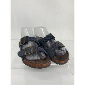 Muk Luks Womans 6 Jaycee Blue Suede Braided Buckle Sandals